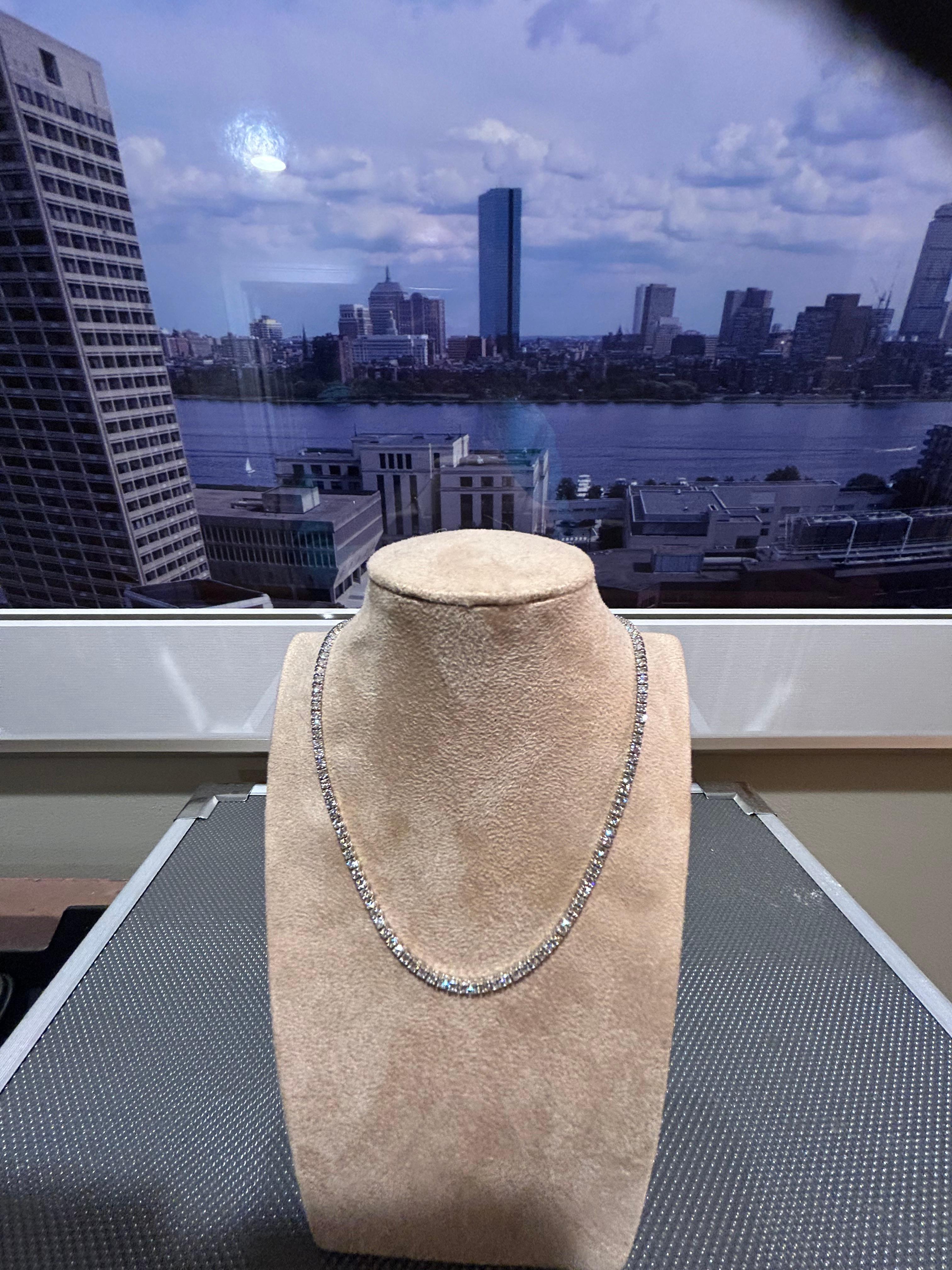 Collar de Tenis de Diamantes de 7 1/2 Ct, Gargantilla de 15 Pulgadas, Oro Blanco de 14k , Engastado de 4 Puntas en venta 2