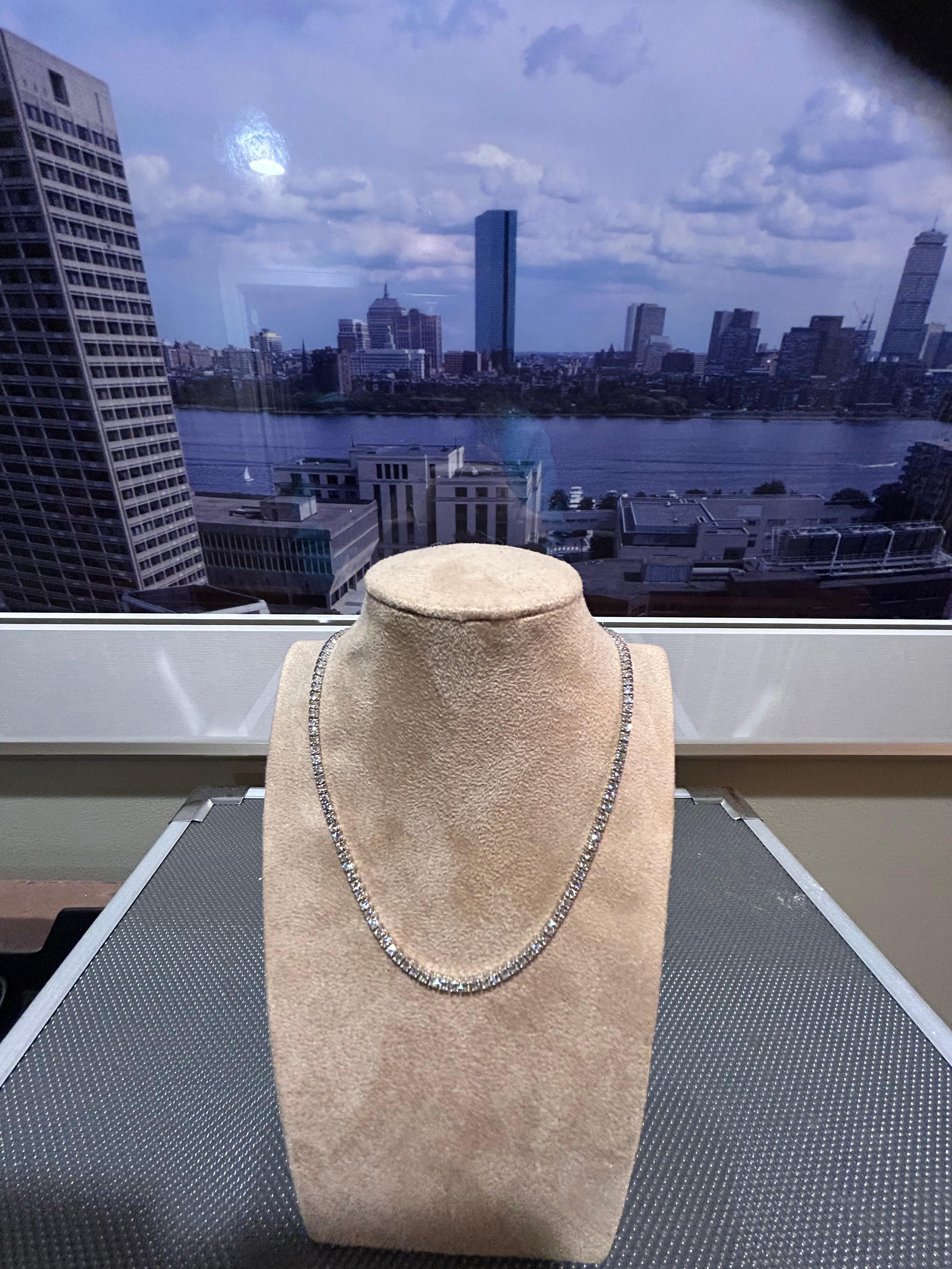 Collar de Tenis de Diamantes de 7 1/2 Ct, Gargantilla de 15 Pulgadas, Oro Blanco de 14k , Engastado de 4 Puntas en venta 3