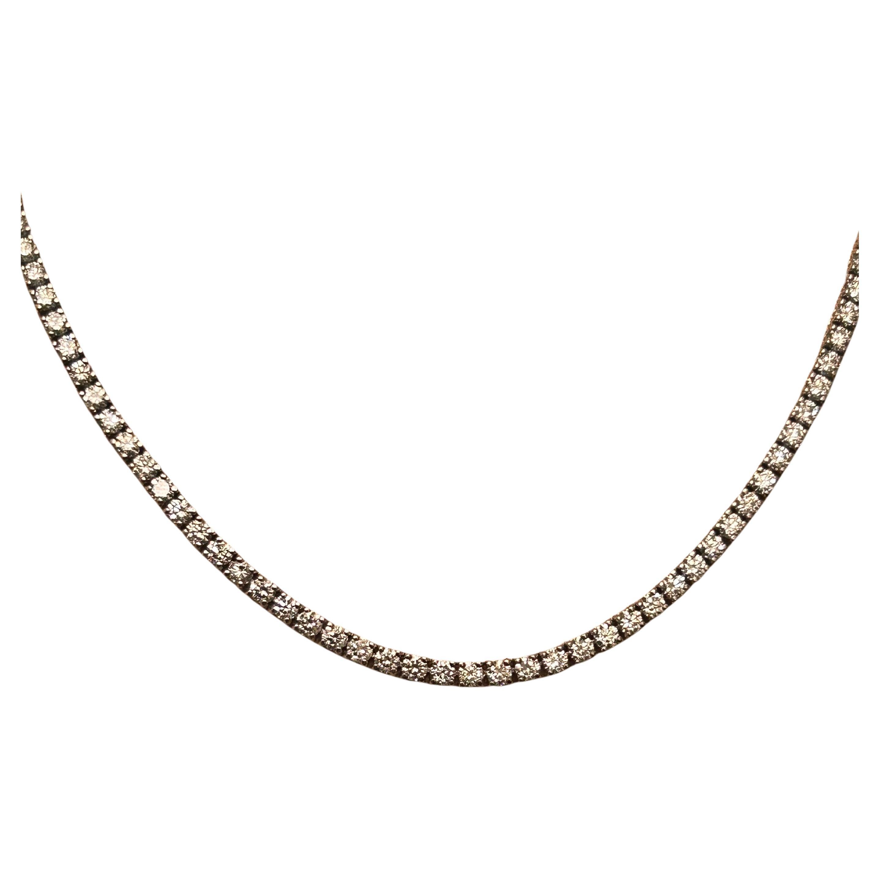 7 1/2 Karat Diamant-Tennis-Halskette, Choker 15 Zoll, 14k Weißgold , 4 Zacken-Set