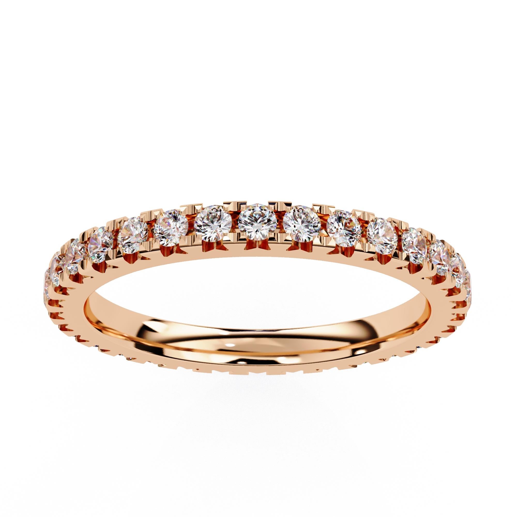 7/10 Ctw Round Diamond Ring, Full Eternity Band, 14K Solid Gold, SI GH 4