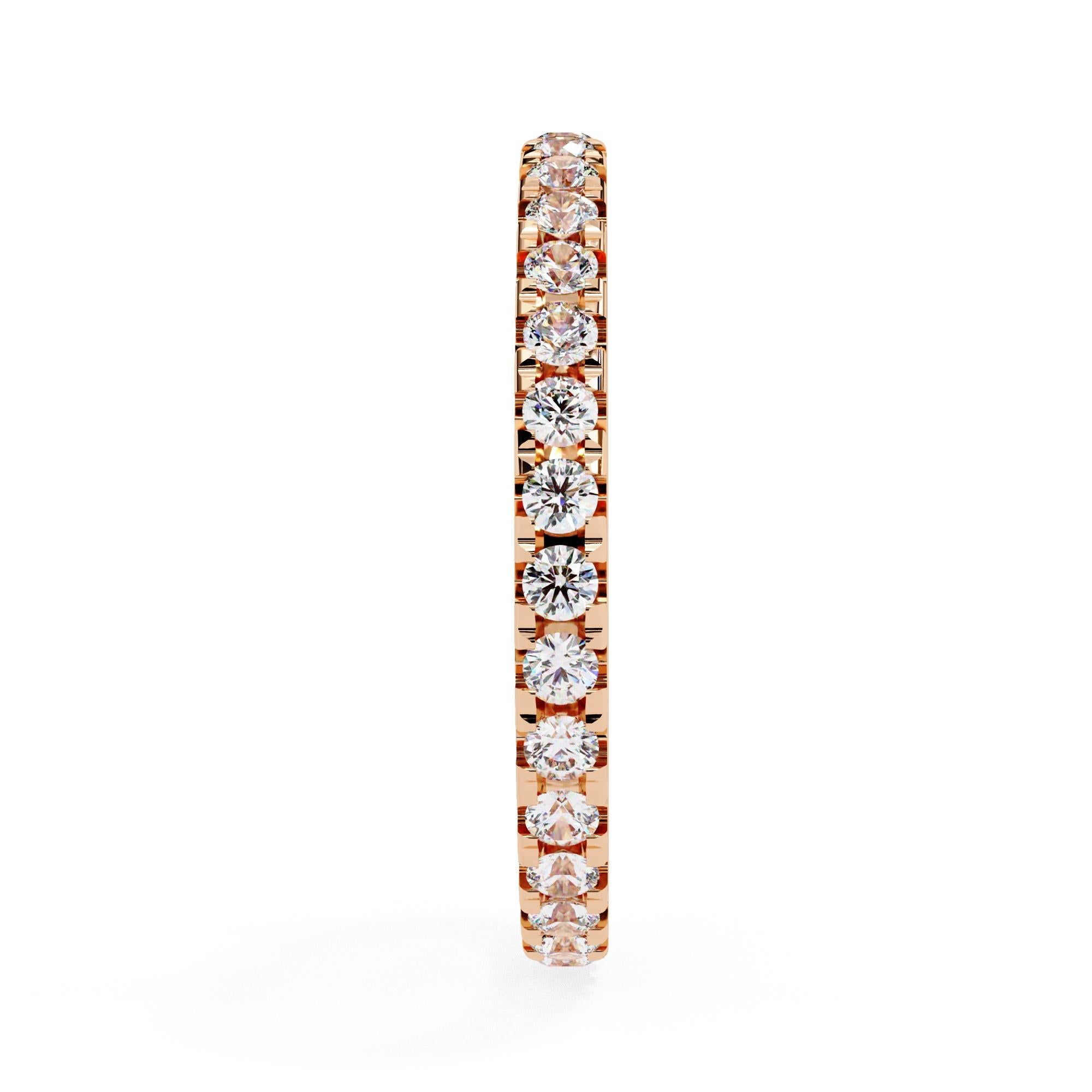 7/10 Ctw Round Diamond Ring, Full Eternity Band, 14K Solid Gold, SI GH 5
