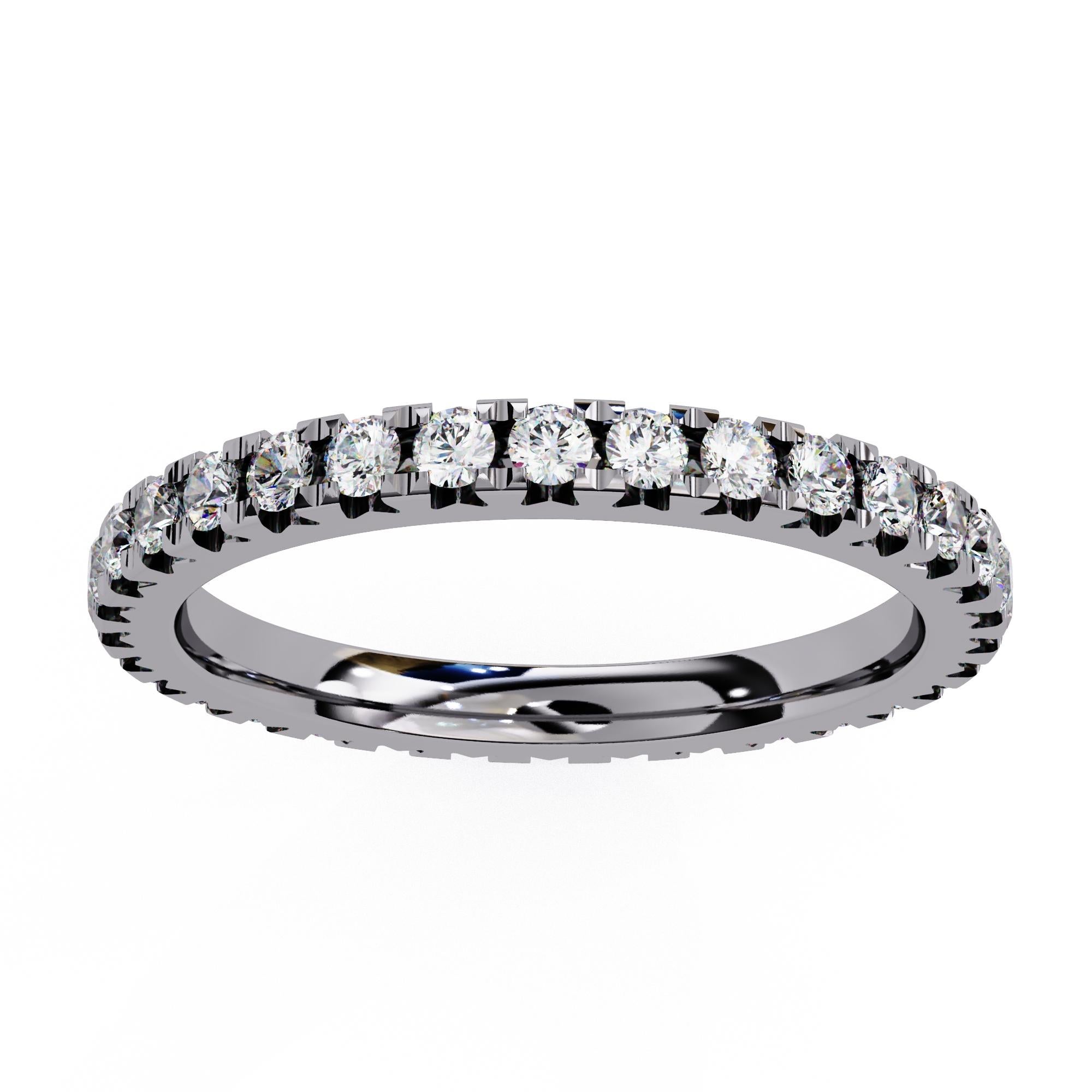 7/10 Ctw Round Diamond Ring, Full Eternity Band, 14K Solid Gold, SI GH For Sale 6