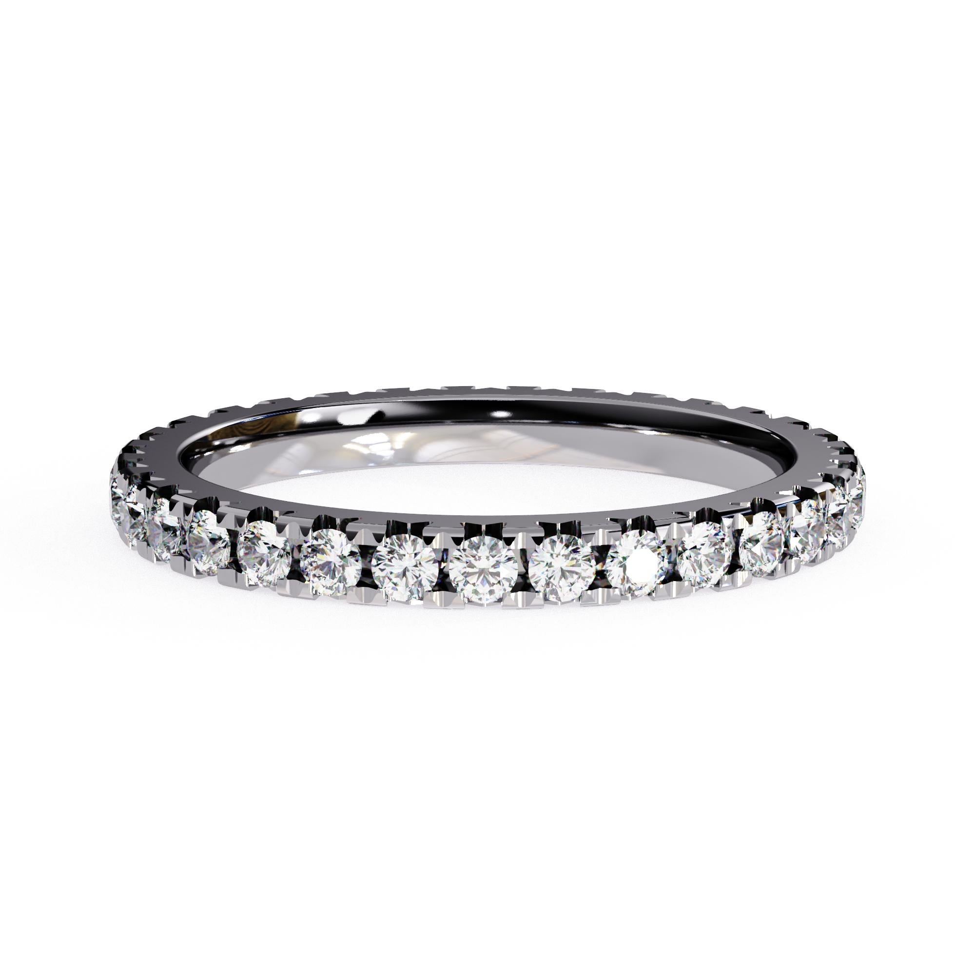 7/10 Ctw Round Diamond Ring, Full Eternity Band, 14K Solid Gold, SI GH 7