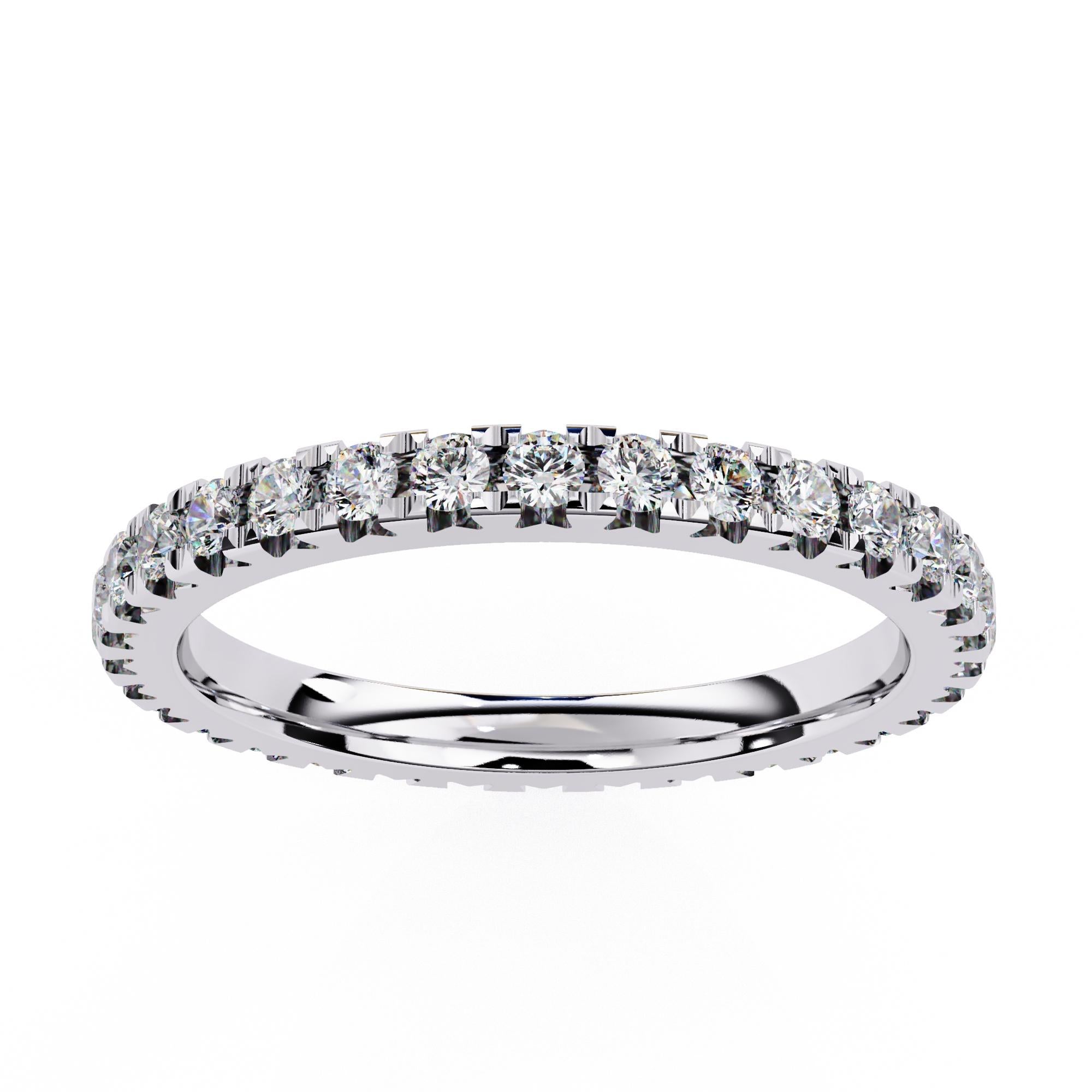Contemporary 7/10 Ctw Round Diamond Ring, Full Eternity Band, 14K Solid Gold, SI GH