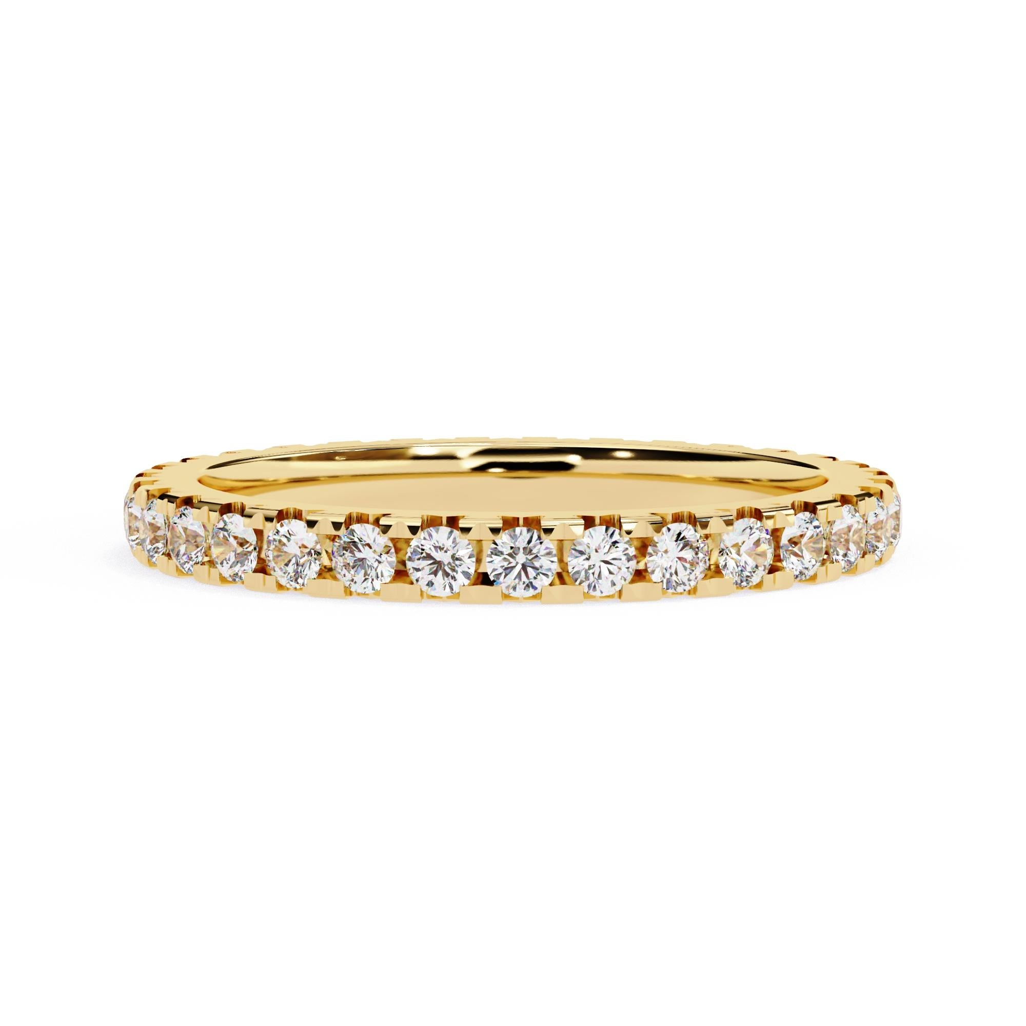 Bague d'éternité complète avec diamant rond de 7/10 carats, or massif 14 carats, SI GH Pour femmes en vente