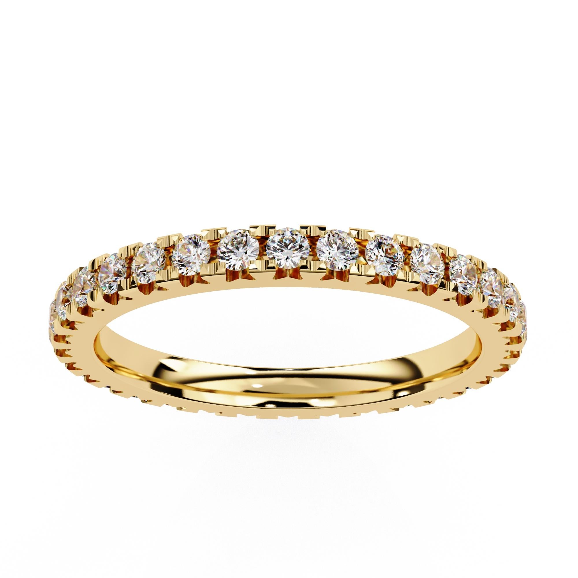 7/10 Ctw Round Diamond Ring, Full Eternity Band, 14K Solid Gold, SI GH 1