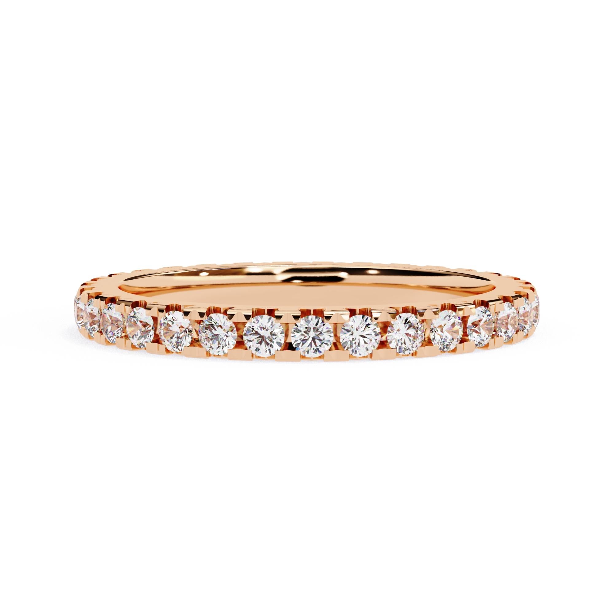 7/10 Ctw Round Diamond Ring, Full Eternity Band, 14K Solid Gold, SI GH For Sale 3