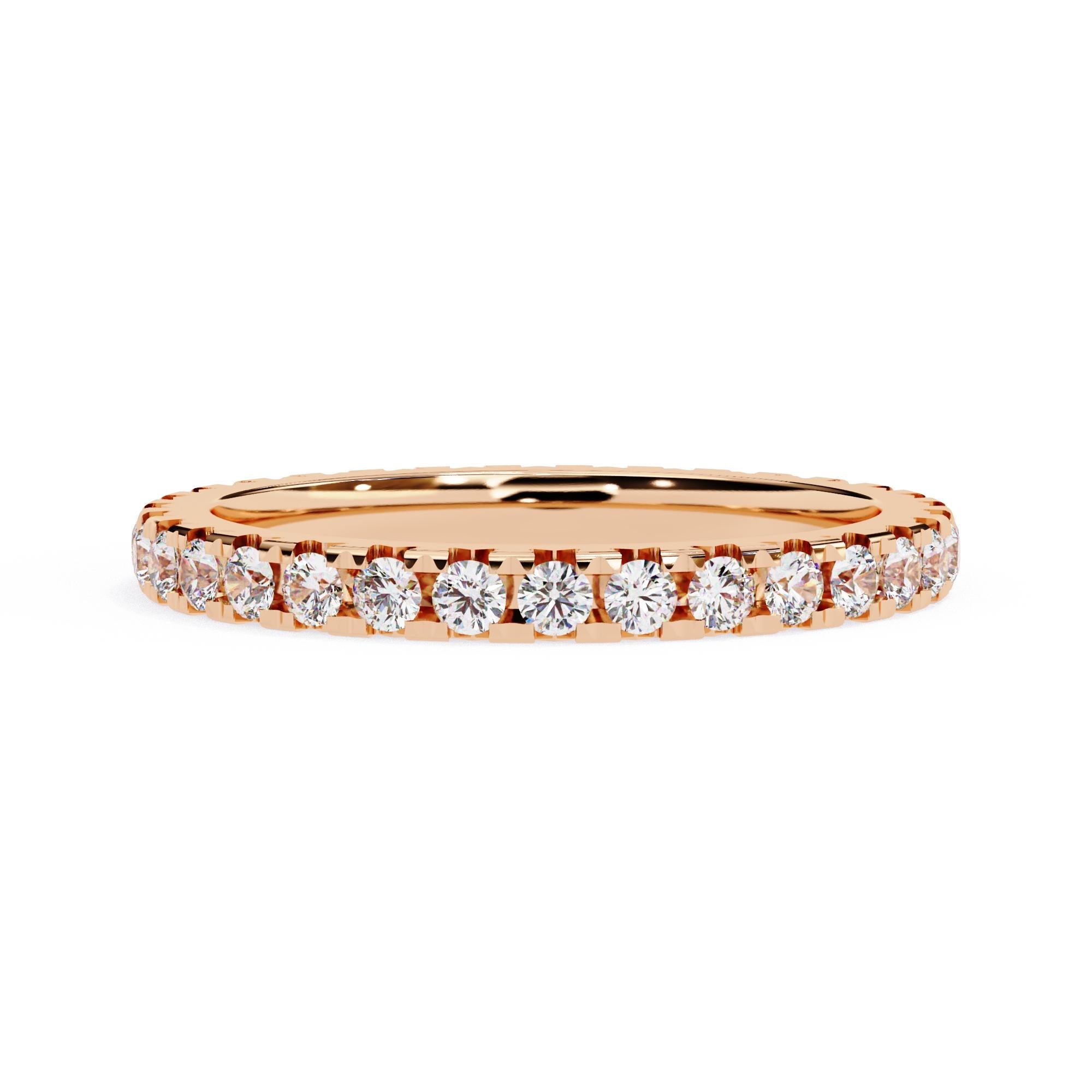 7/10 Ctw Round Diamond Ring, Full Eternity Band, 14K Solid Gold, SI GH 3