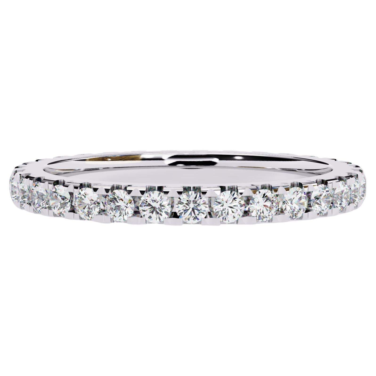 7/10 Ctw Round Diamond Ring, Full Eternity Band, 14K Solid Gold, SI GH For Sale
