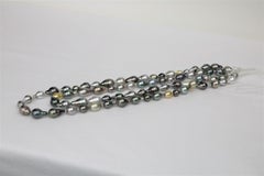 Tahitian Multi Color Long Drop Necklace with Gold Clasp