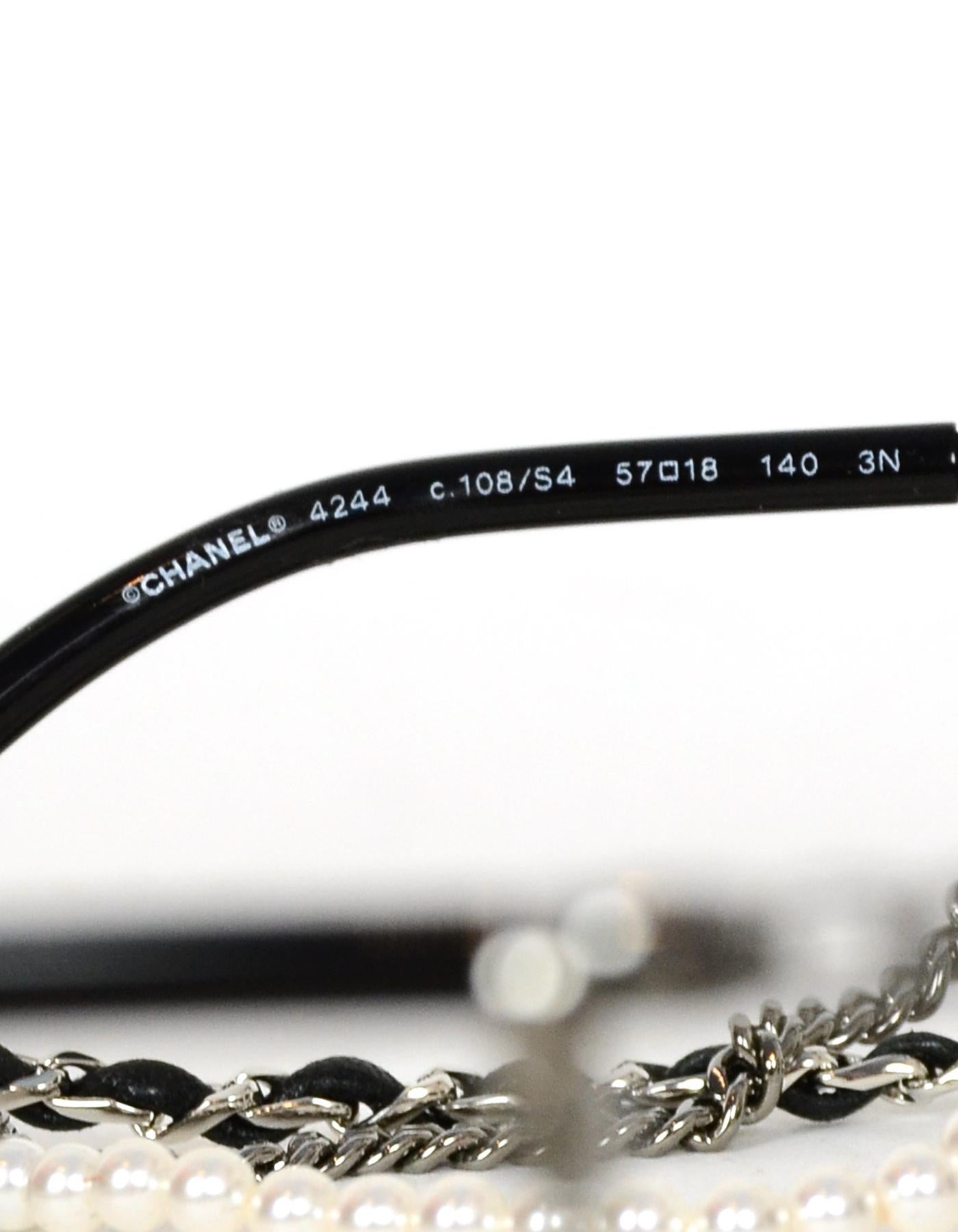 Chanel 2019 Dark Silver/Grey Lens Sunglasses w/ Detachable Chain rt. $975 In Excellent Condition In New York, NY