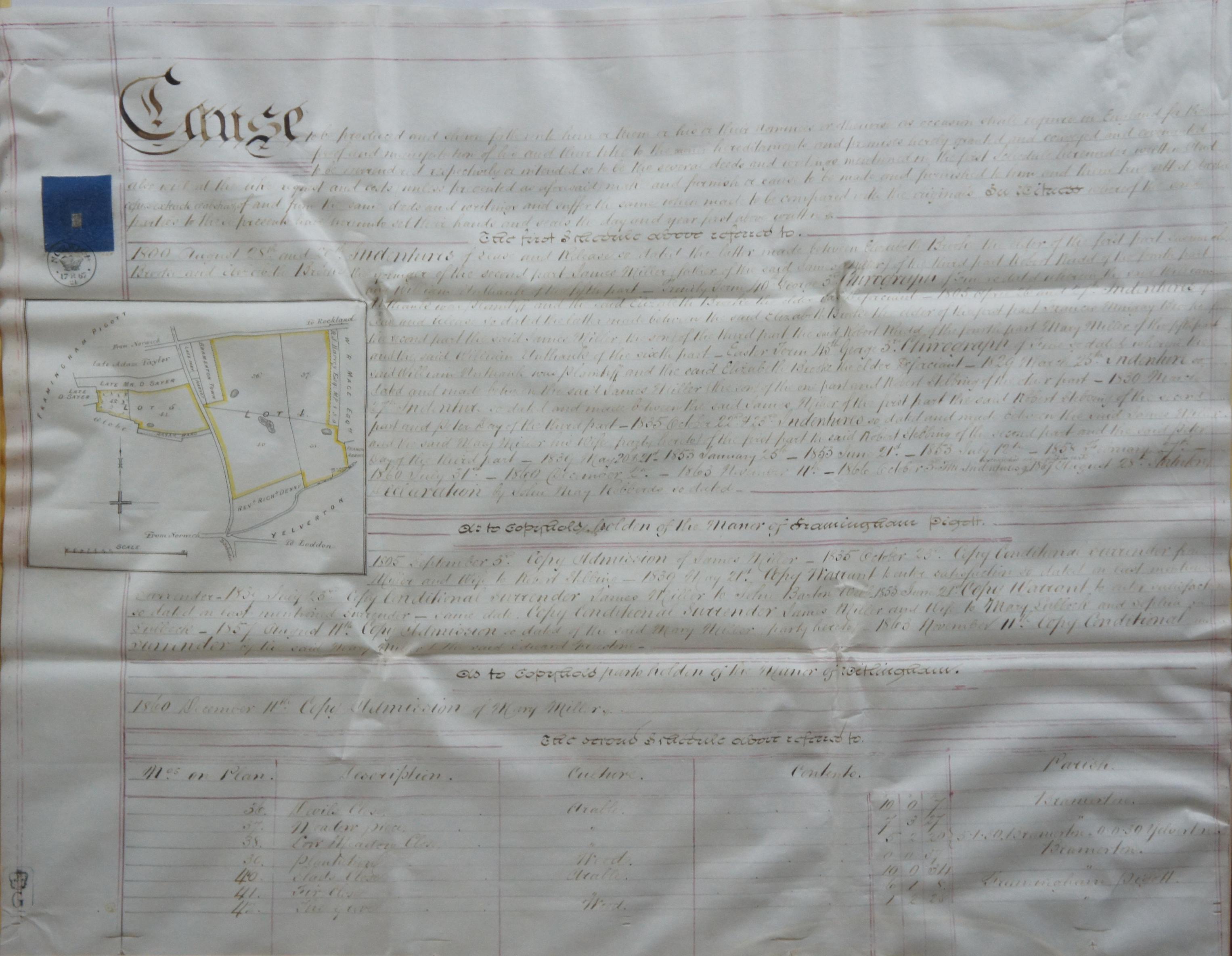 '7'19th Century British Real Estate Land Indentures Lease Documents 1867 Framed In Good Condition For Sale In Dayton, OH