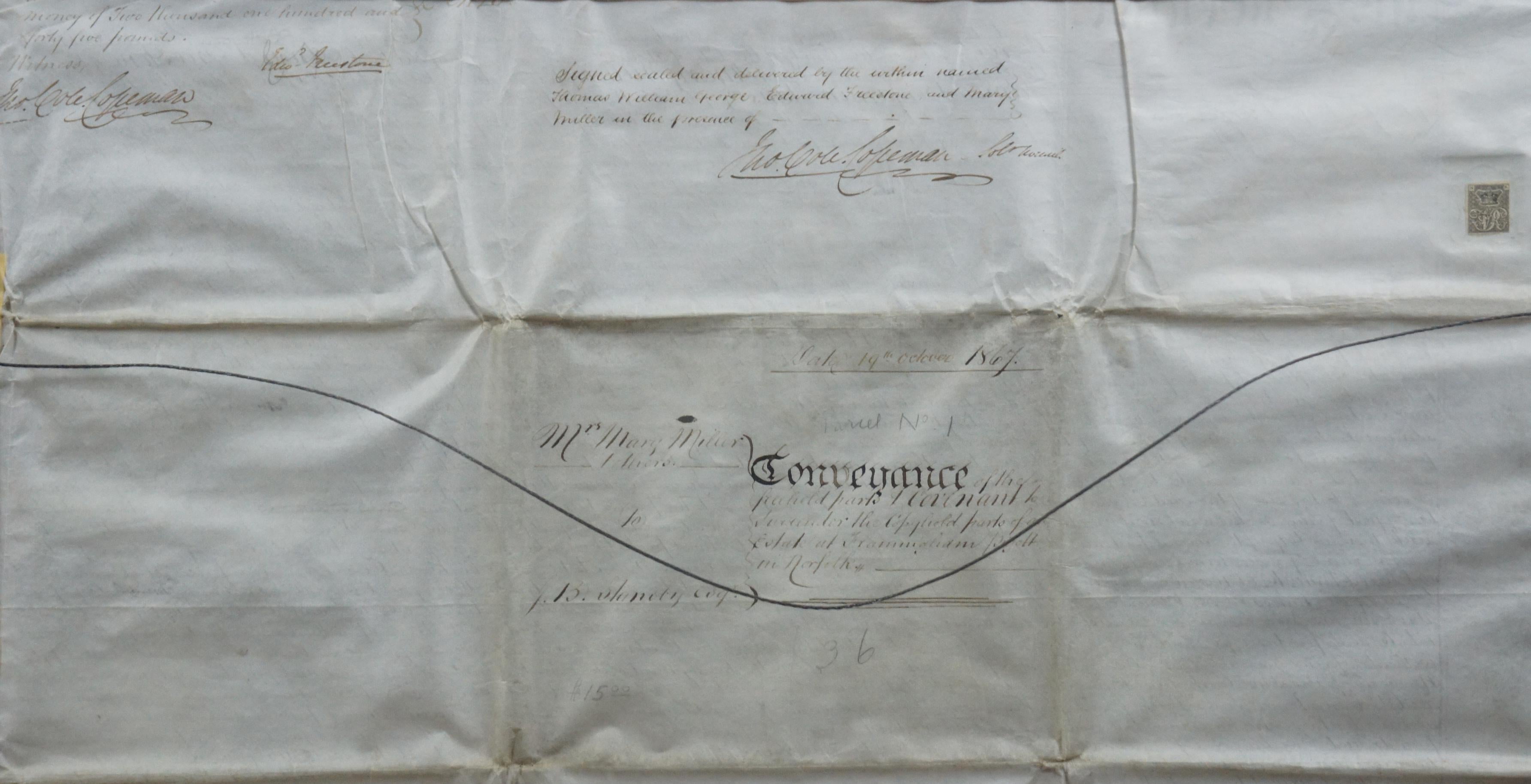 7'19th Century British Real Estate Land Indentures Lease Documents 1867 Gerahmt im Angebot 3