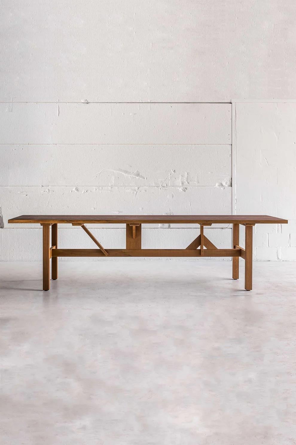 XXIe siècle et contemporain Table de salle à manger en bois massif pour l'extérieur 7'-2