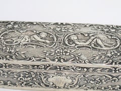 European Silver Antique German Hanau Girl & Boy Floral Box