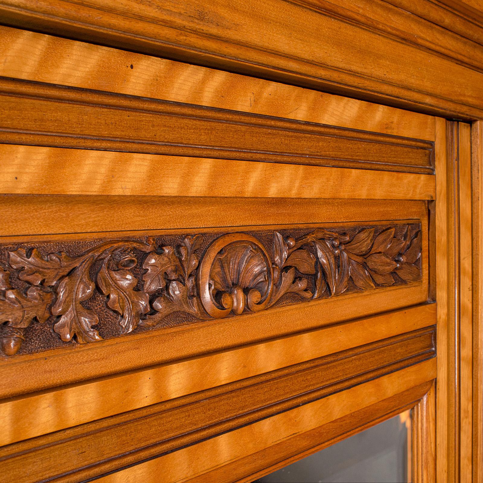 19th Century Antique Triple Wardrobe, Scottish, Satinwood, Taylor and Sons, Victorian