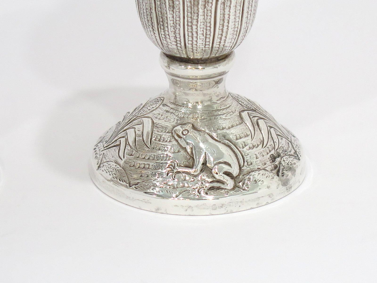 Repoussé 7 5/8 in - Sterling Silver Antique English 1797 Repousse Salt & Pepper Shakers For Sale