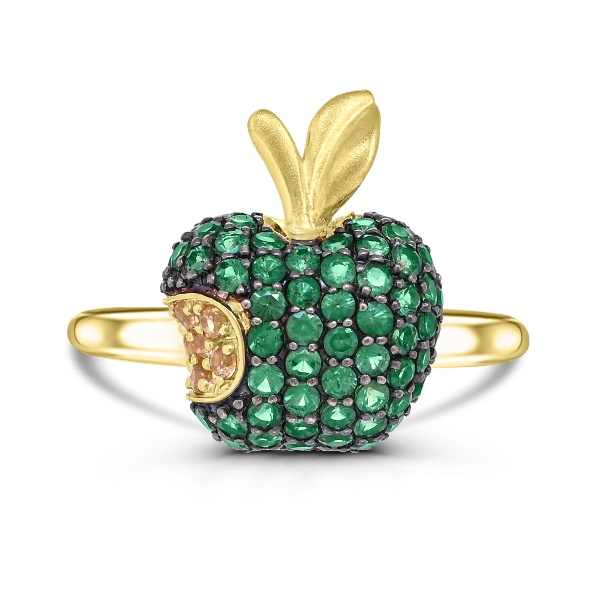 Indulge in the elegance of our Tsavorite & Yellow Sapphire Berry Ring in 14K Yellow Gold. Crafted with meticulous attention to detail, this ring boasts a stunning combination of cluster set round tsavorite accented by sparkling round yellow