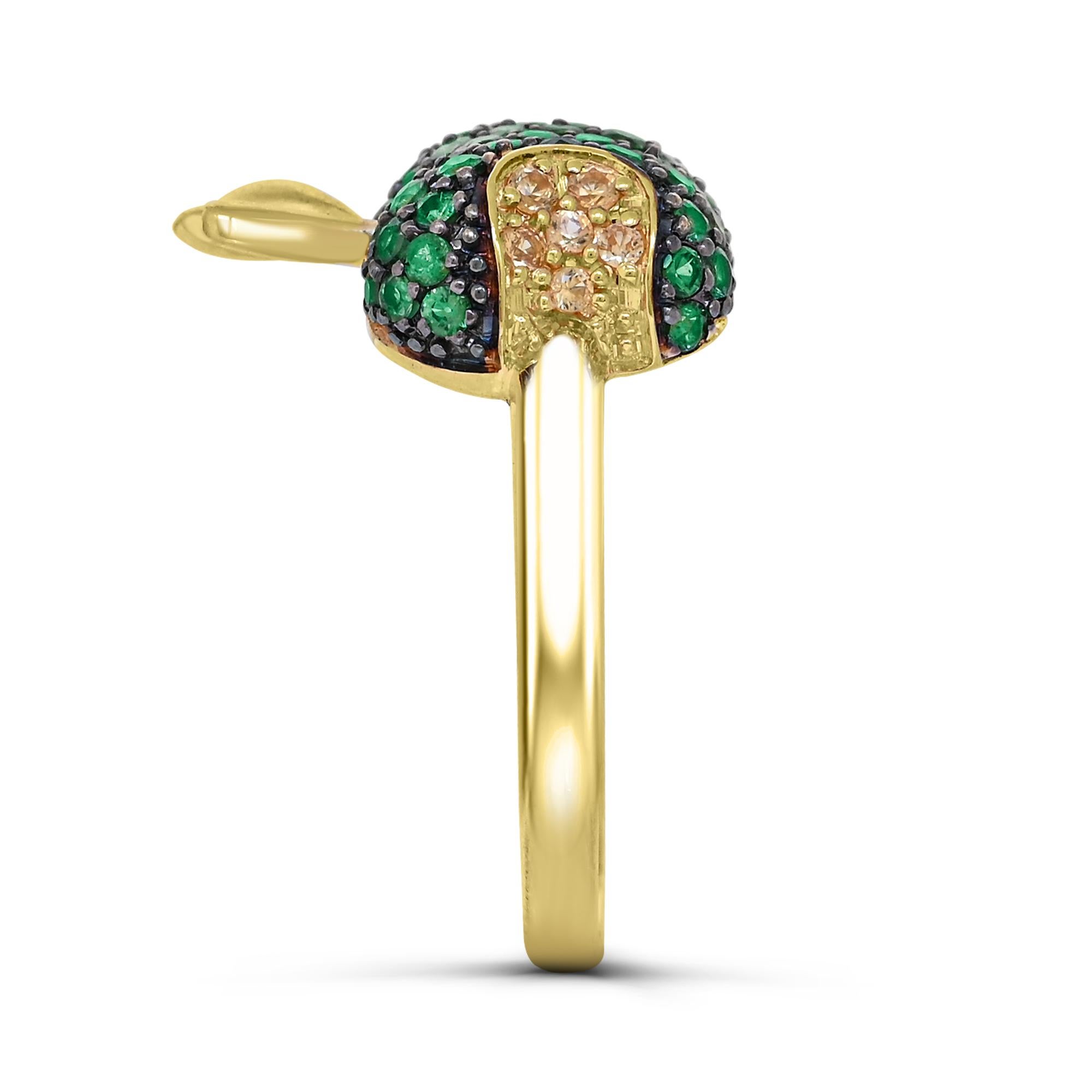 7/8 ct. Tsavorite and Yellow Sapphire Berry Ring in 14K Yellow Gold In New Condition For Sale In New York, NY