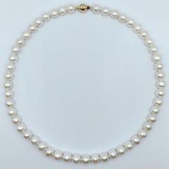 7-8mm White Round Pearl Necklace with 18K Gold Clasp