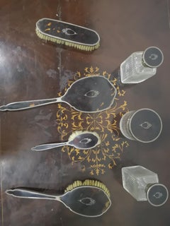 7 Accesorios de tocador en plata 925 y carey, principios del siglo XX