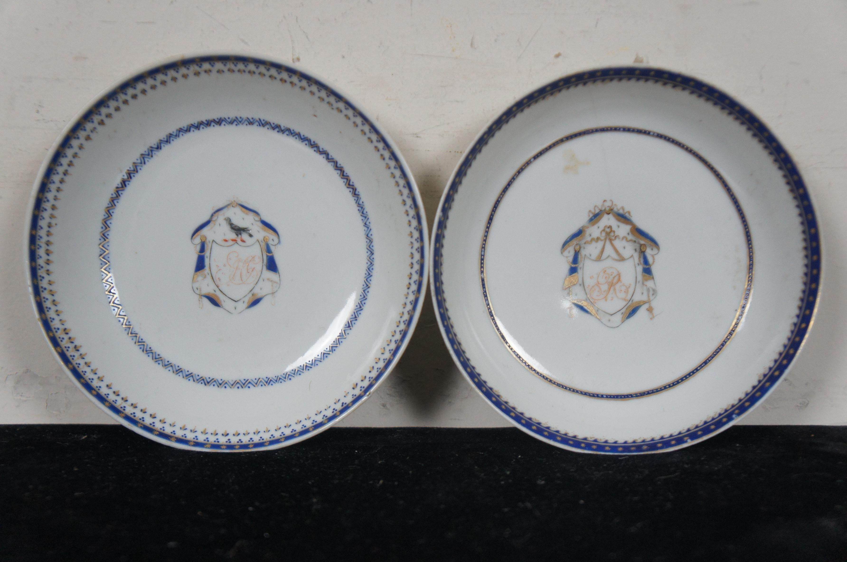 7 porcelaine fédérale armoriée Qianlong ancienne d'exportation chinoise du 18ème siècle en porcelaine en vente 5
