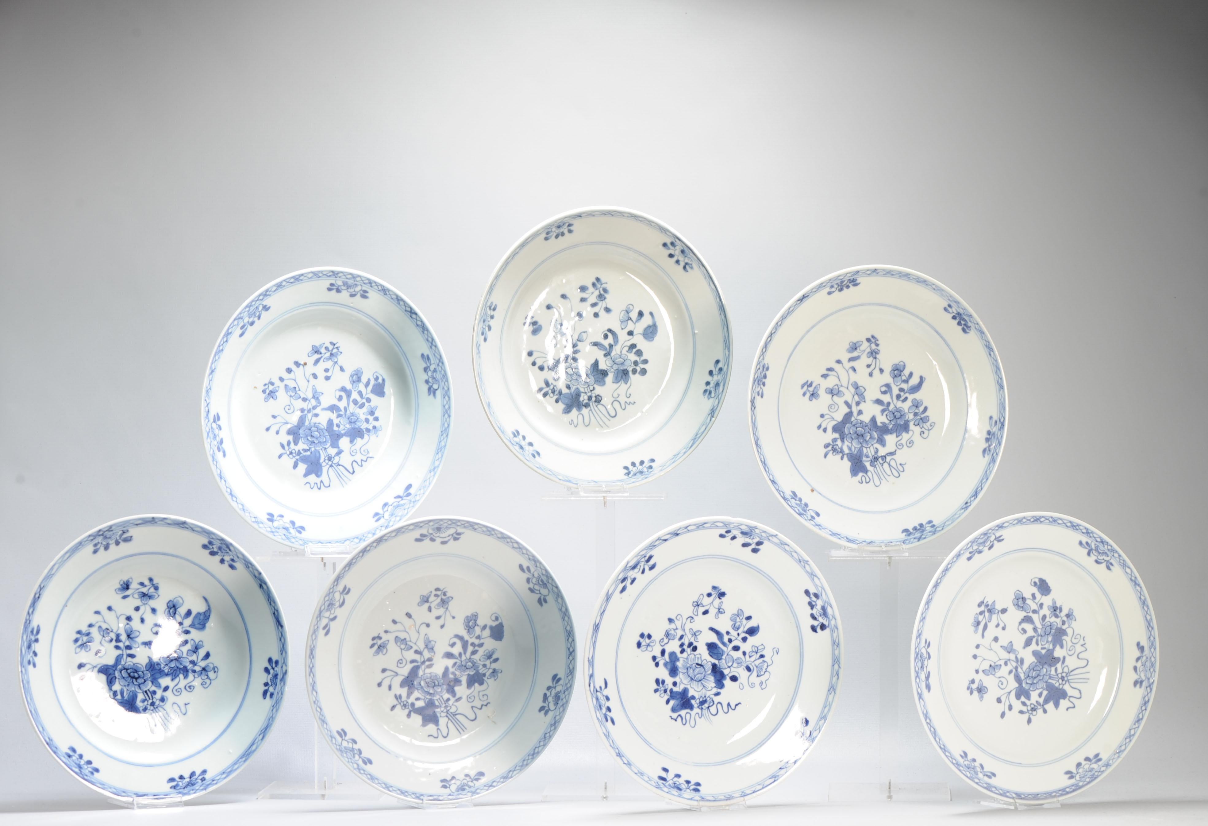 #7 Antikes chinesisches Porzellan 18C Kangxi/Yongzheng Blau-Weiß-Set Essteller aus Porzellan im Angebot 7