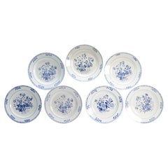 #7 Antichi piatti da pranzo in porcellana cinese del 18° secolo Kangxi/Yongzheng blu e bianco