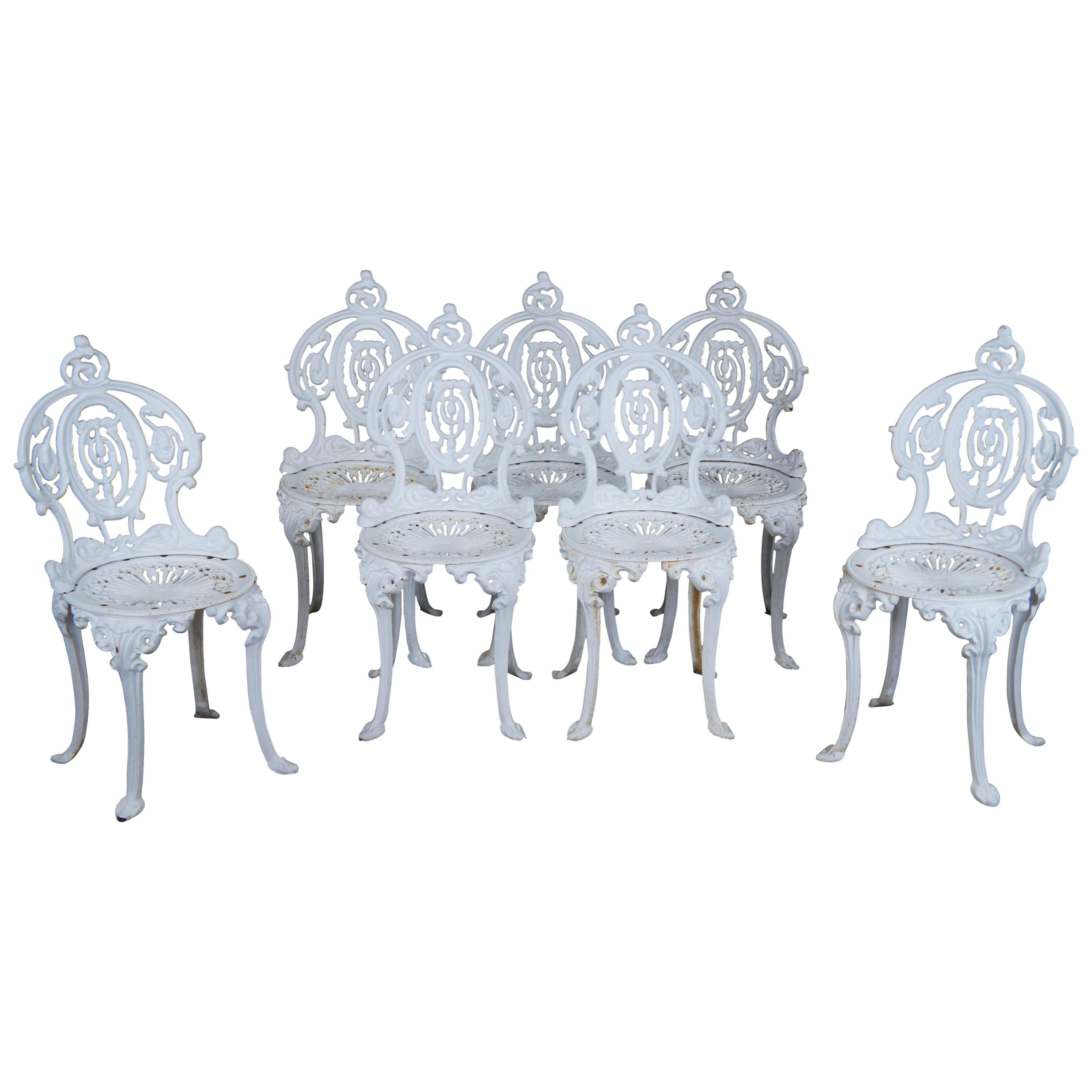 7 Antique French Victorian Cast Iron Patio Chairs Ice Cream Garden Bistro