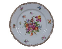 7 Antique German Dresden Franziska Hirsch Serving Plates Dishes & Candlestick