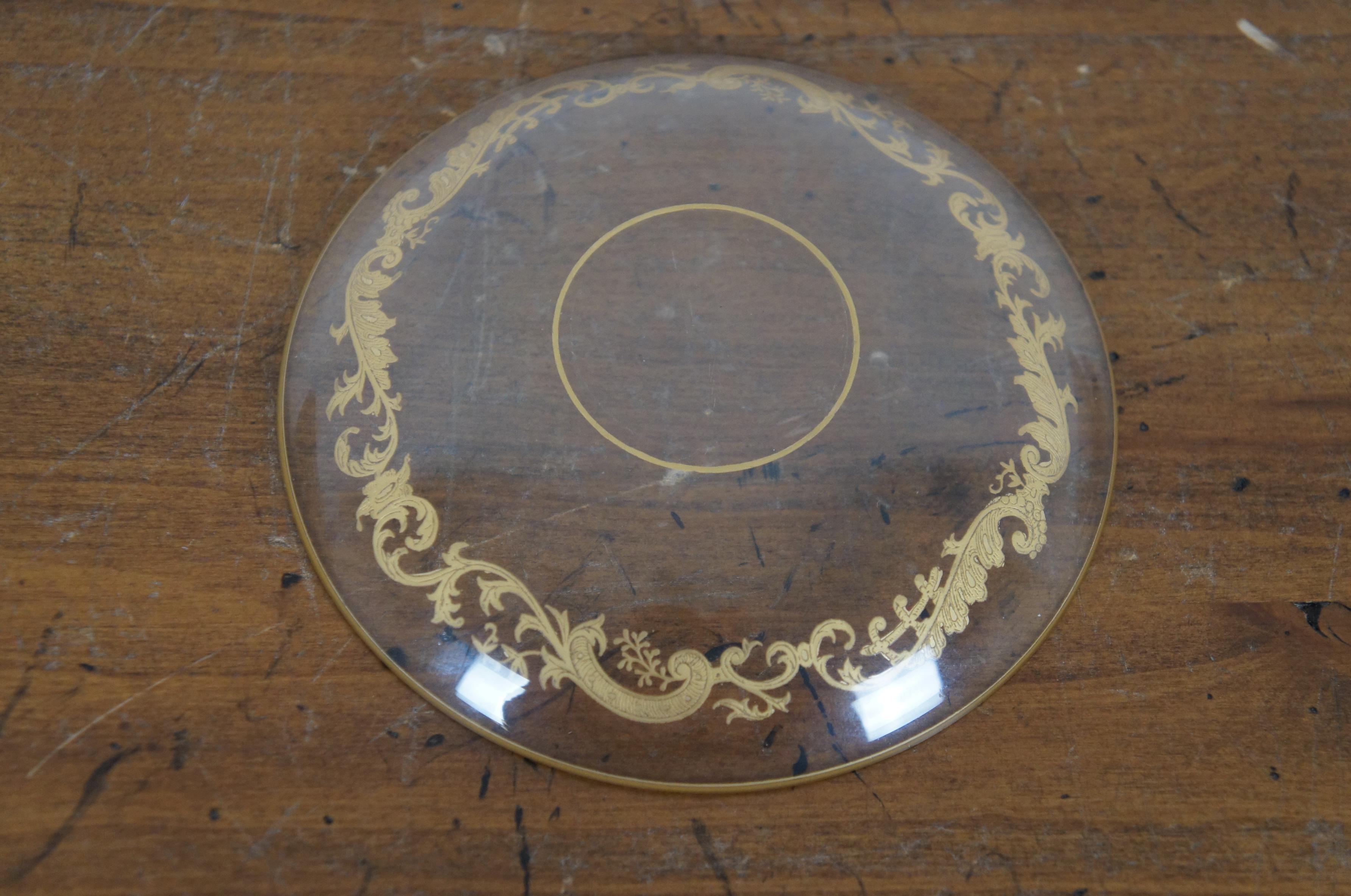 7 Antique Saint Louis France Etched Gilt Crystal Underplates Saucers Plates For Sale 5