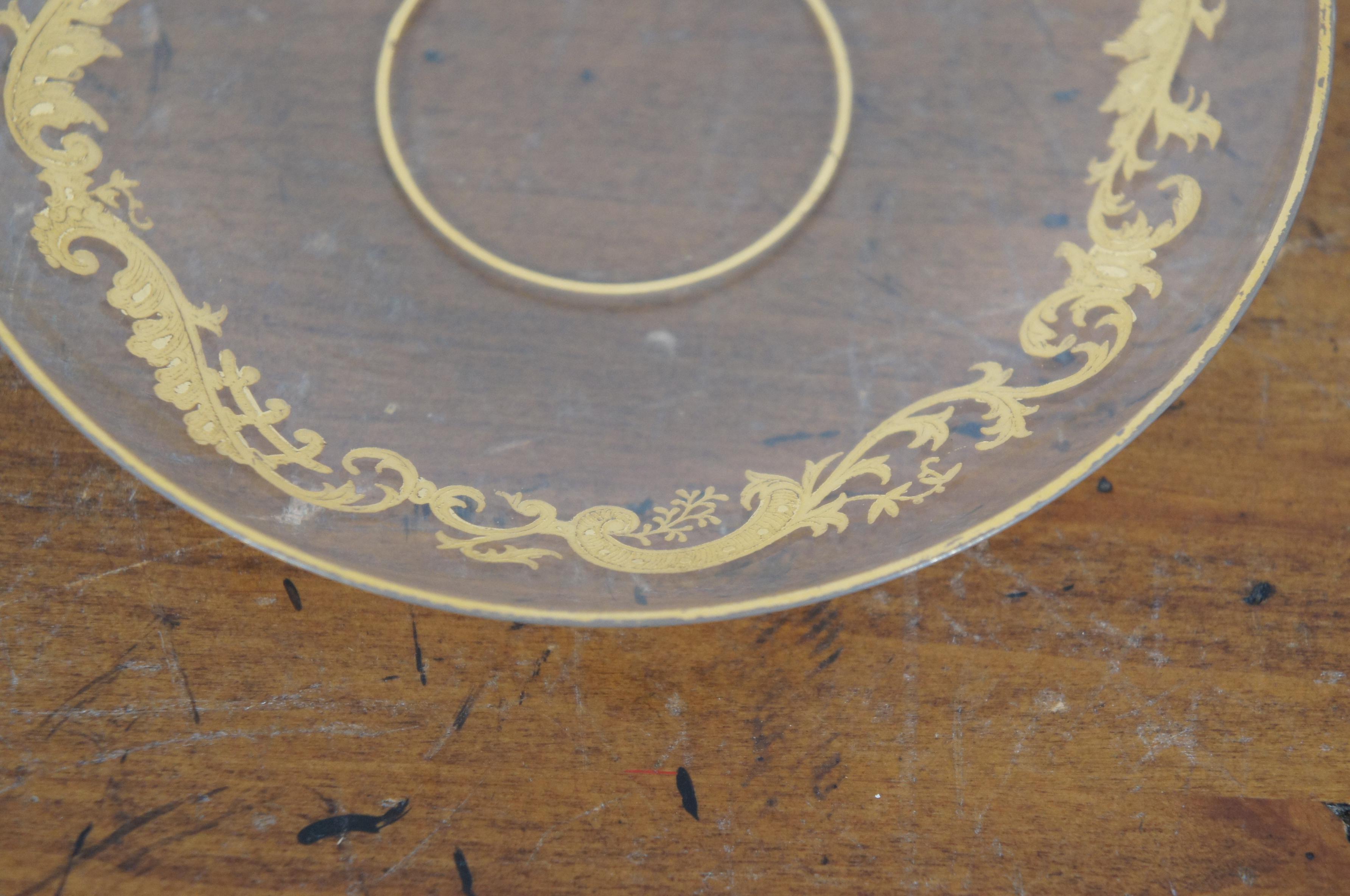 7 Antique Saint Louis France Etched Gilt Crystal Underplates Saucers Plates For Sale 1