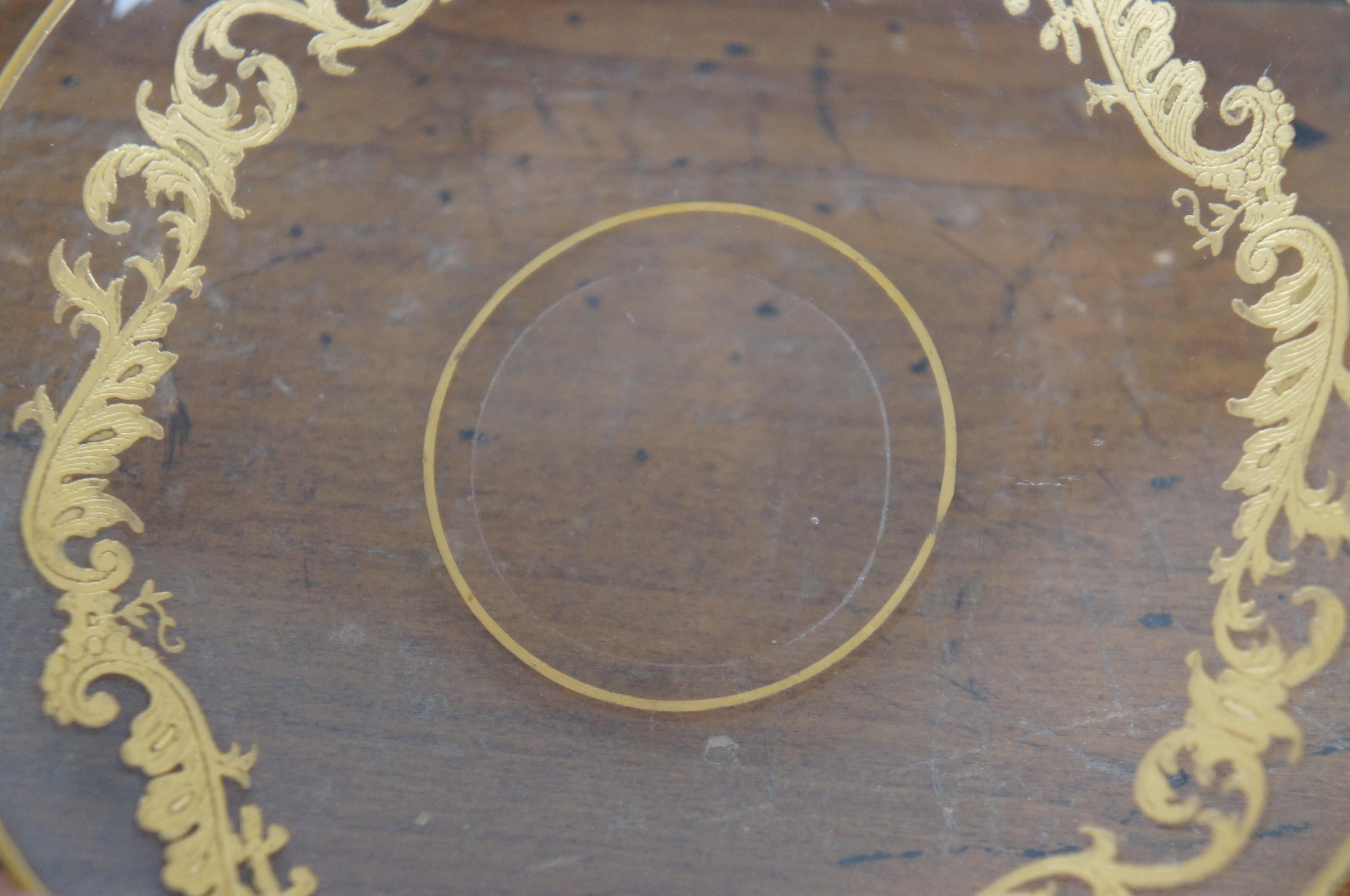 7 Antique Saint Louis France Etched Gilt Crystal Underplates Saucers Plates For Sale 2