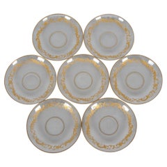 7 Antique Saint Louis France Etched Gilt Crystal Underplates Saucers Plates