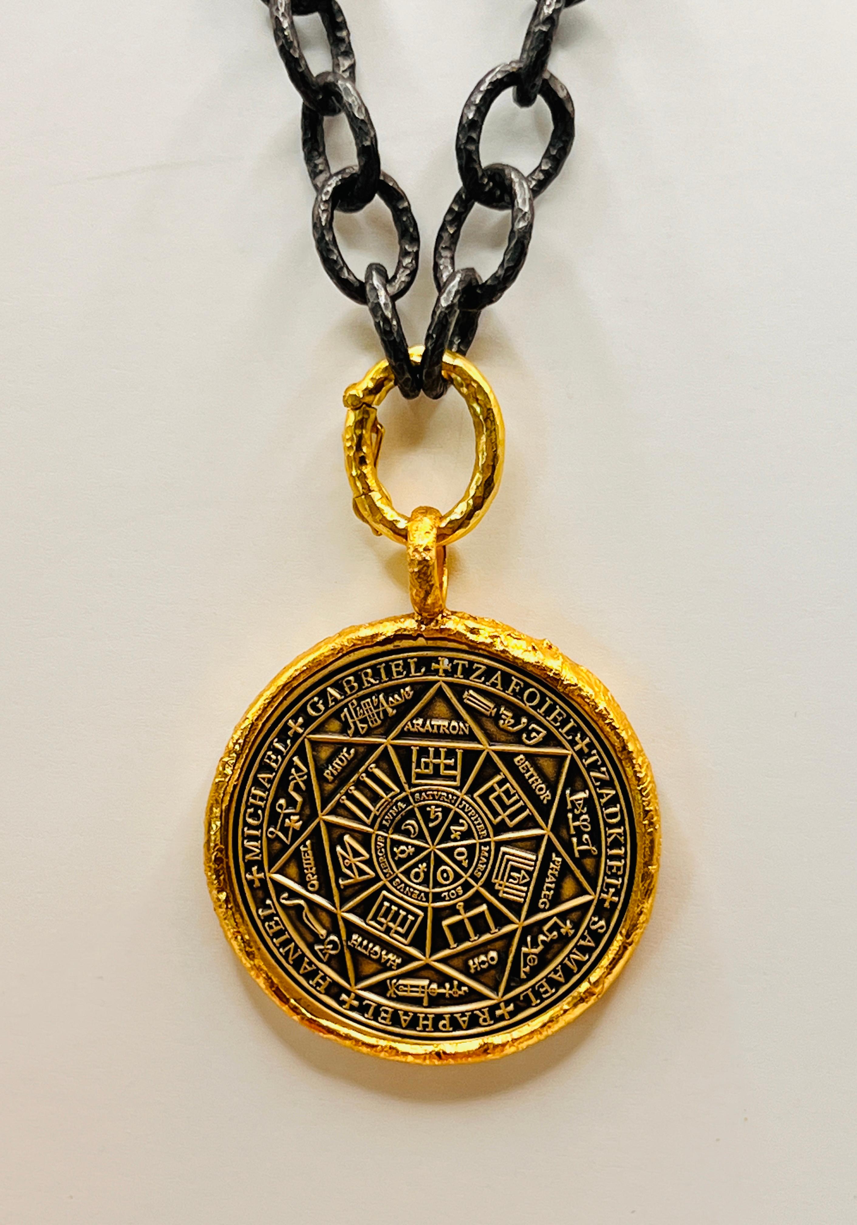 Artisan King Solomon Coin Pendant set in 22k Gold, by Tagili