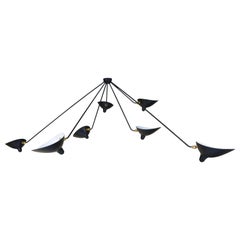Serge Mouille - 7 Arm Black Spider Ceiling Lamp