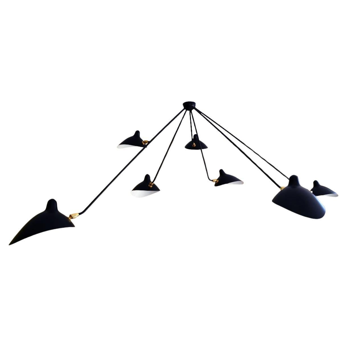 Serge Mouille - 7 Arm Black Spider Ceiling Lamp