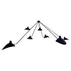 7 Arm Black Spider Ceiling Lamp by Serge Mouille