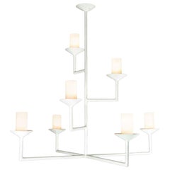 7 Arm Plaster of Paris Chandelier-hand blown glass diffusers