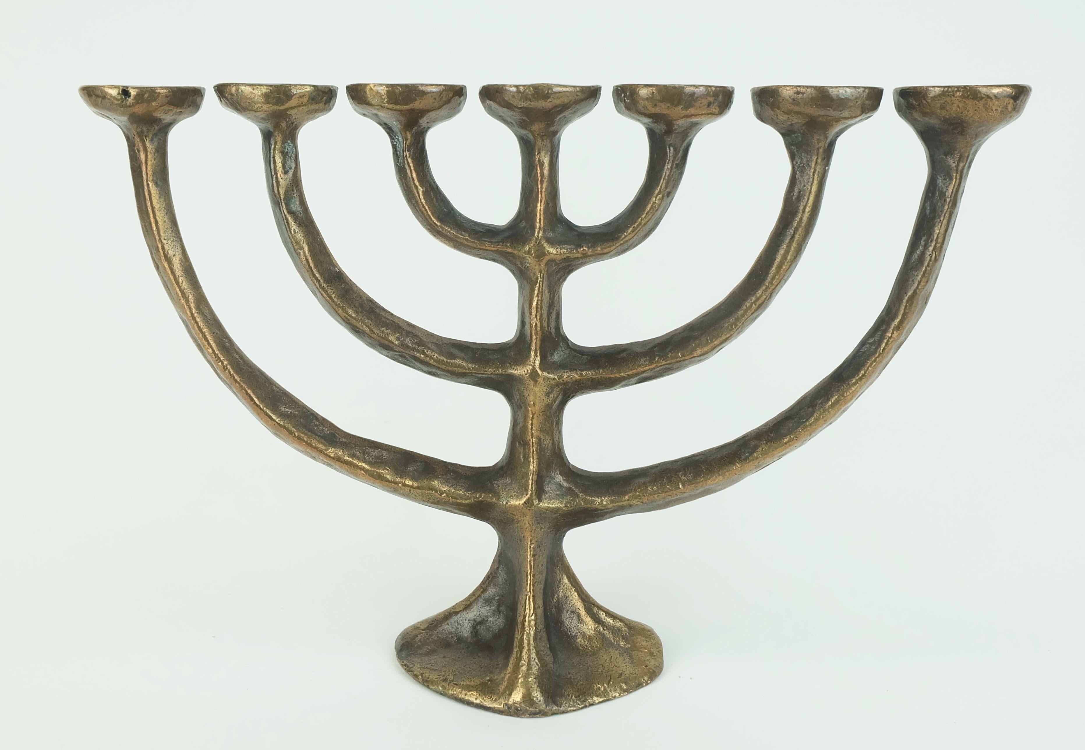 Mid-Century Modern 7-armed candlesti1960s 70s mid century brutalist bronze CANDELABRA For Sale