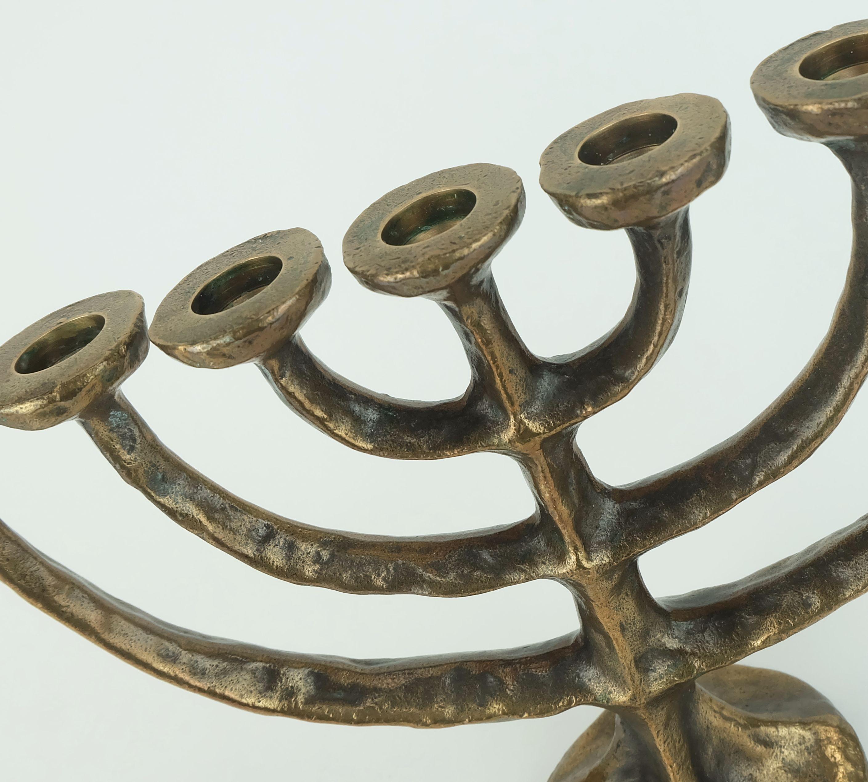German 7-armed candlesti1960s 70s mid century brutalist bronze CANDELABRA For Sale