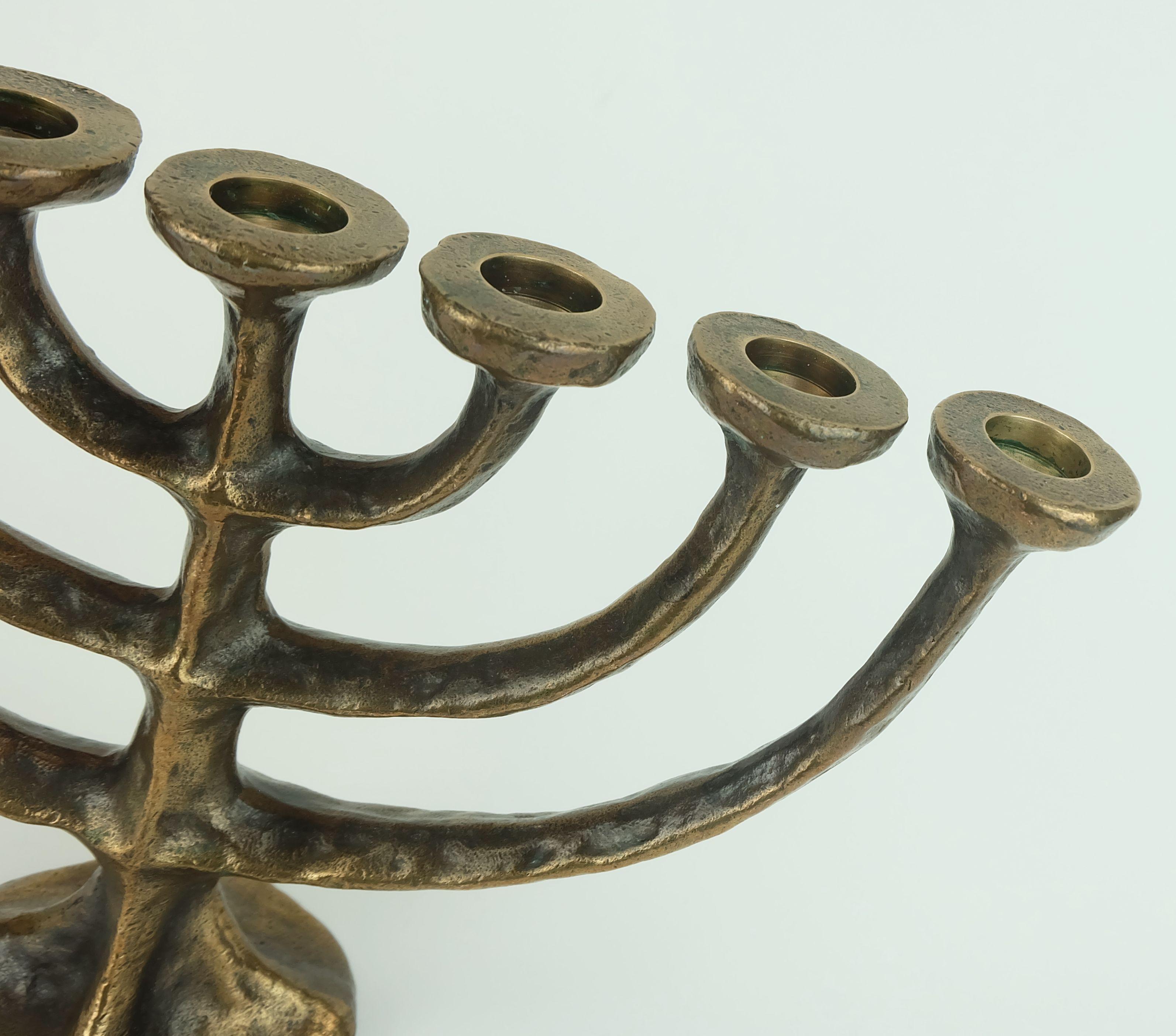 Mid-20th Century 7-armed candlesti1960s 70s mid century brutalist bronze CANDELABRA For Sale