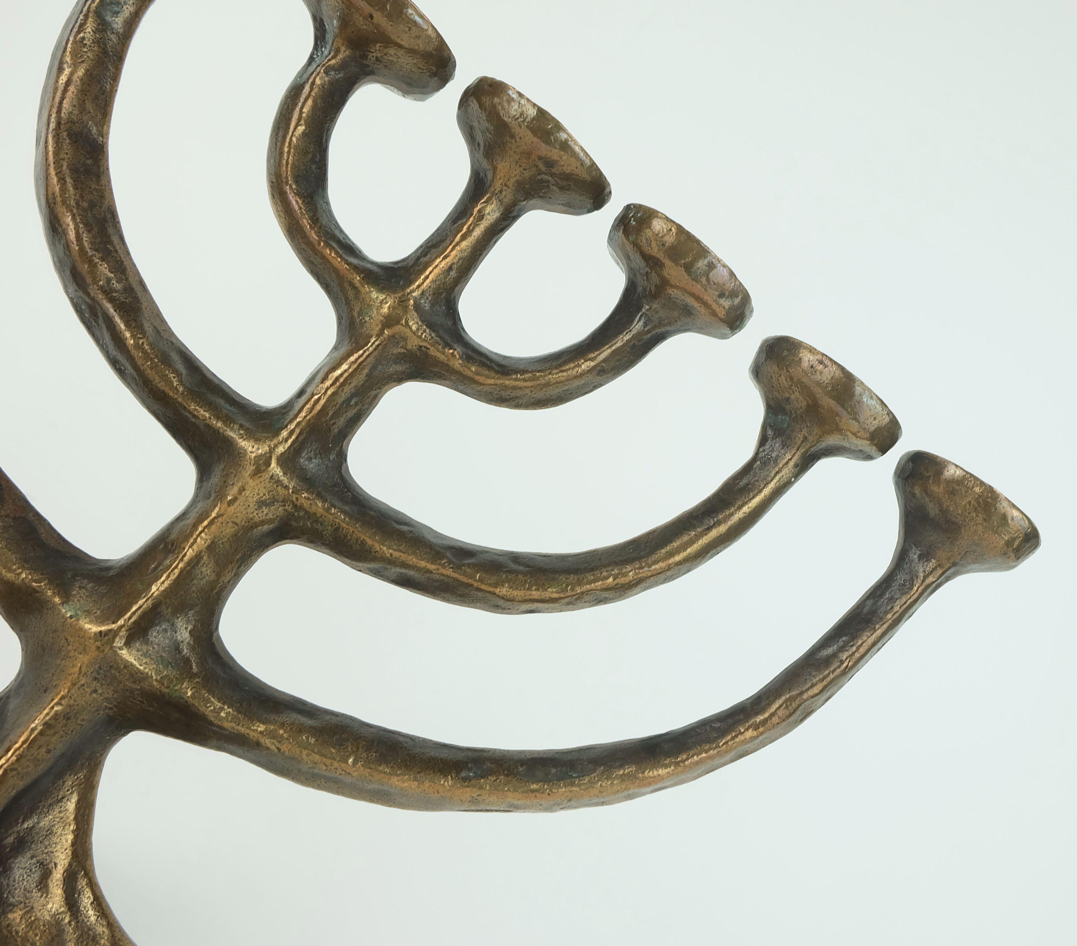 Bronze 7-armed candlesti1960s 70s mid century brutalist bronze CANDELABRA For Sale