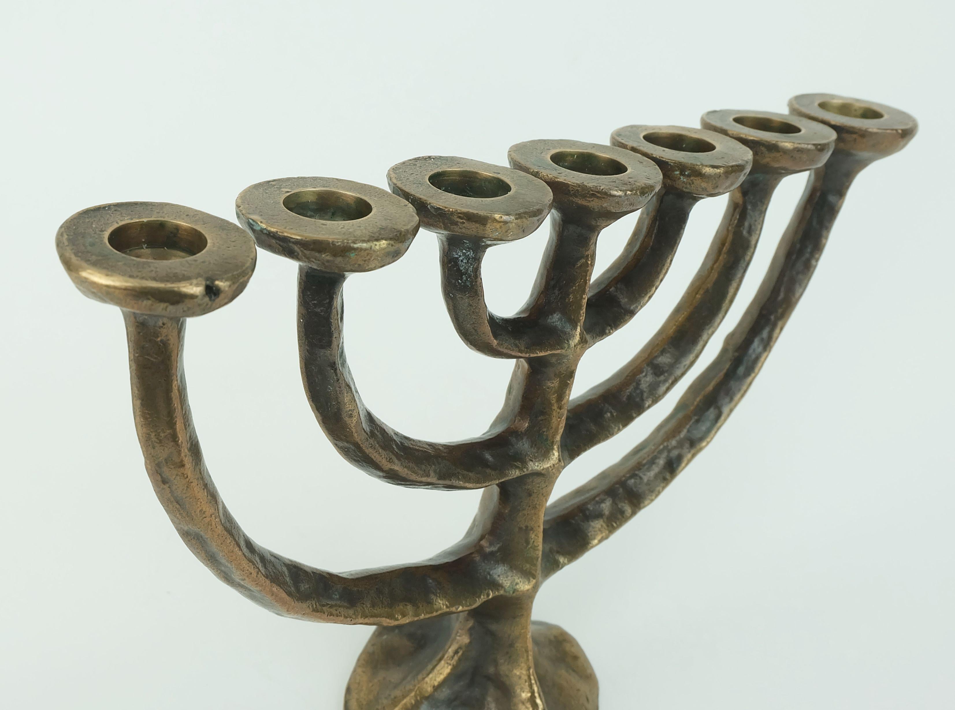7-armed candlesti1960s 70s mid century brutalist bronze CANDELABRA For Sale 1