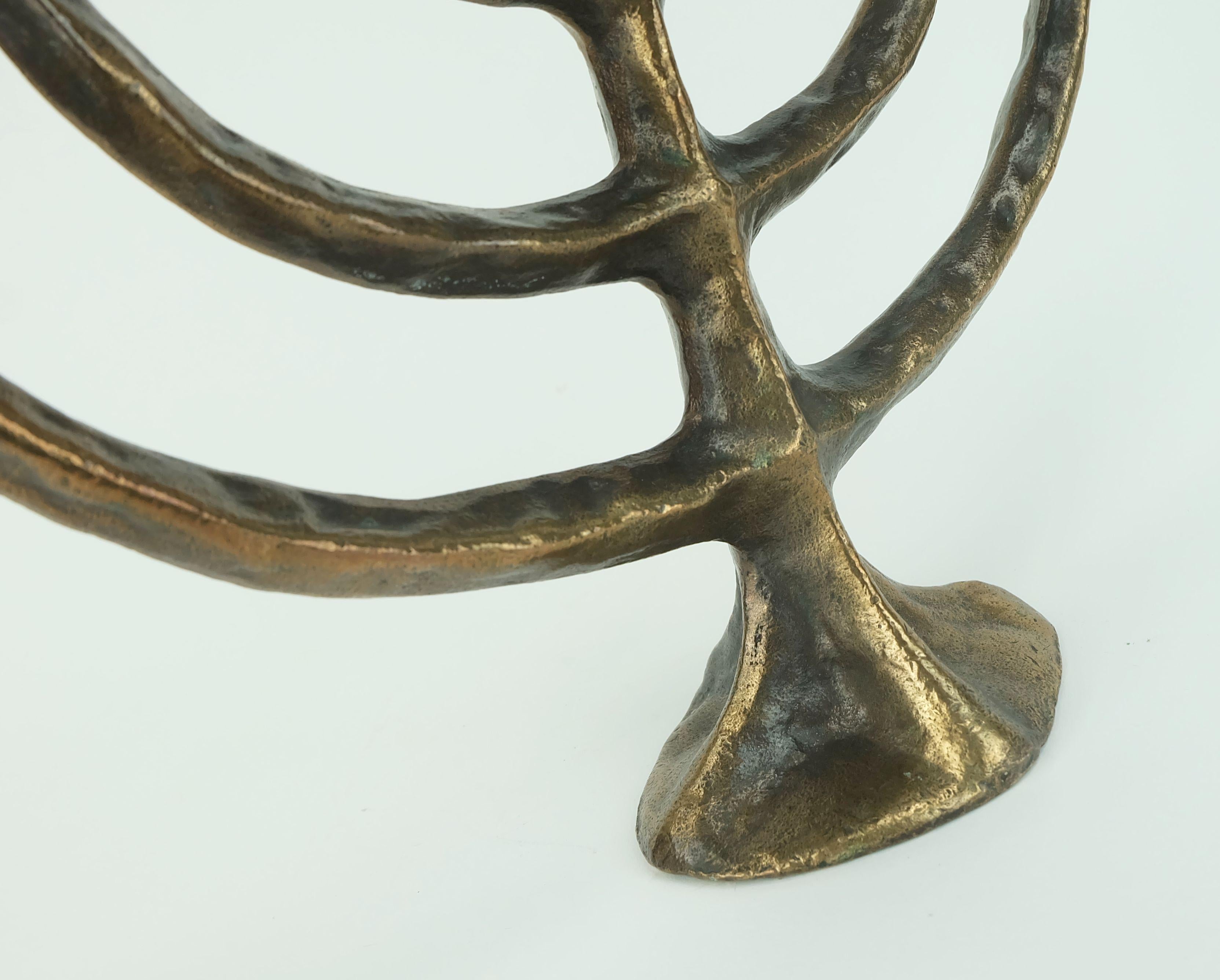 7-armed candlesti1960s 70s mid century brutalist bronze CANDELABRA For Sale 2