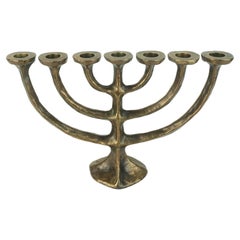 7-armed candlesti1960s 70s mid century brutalist bronze CANDELABRA
