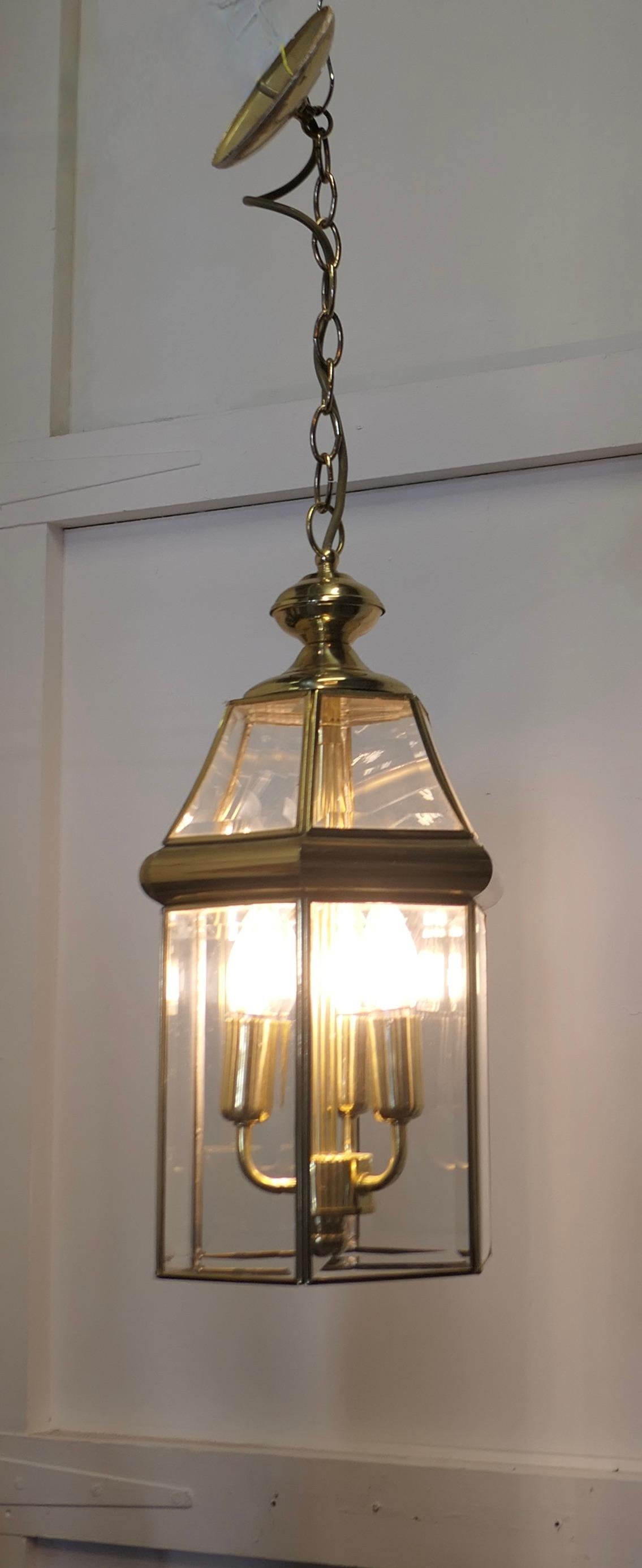  7 Art Deco Style Brass & Glass Hall Lanterns    For Sale 1