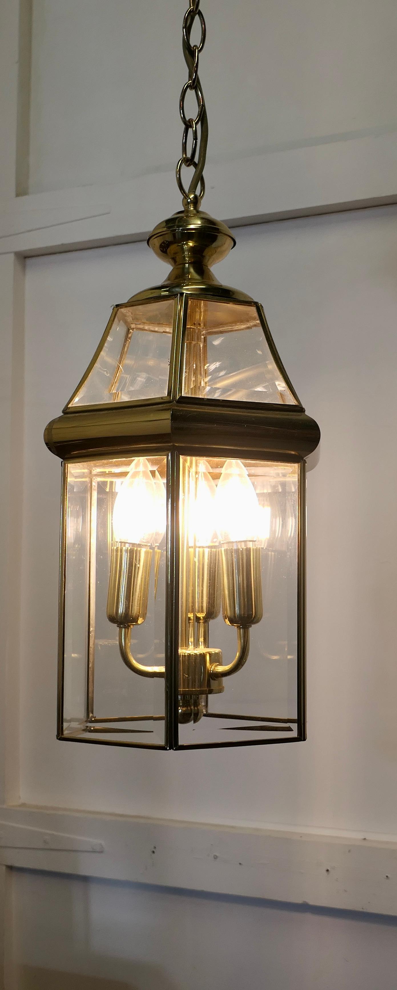  7 Art Deco Style Brass & Glass Hall Lanterns    For Sale 2