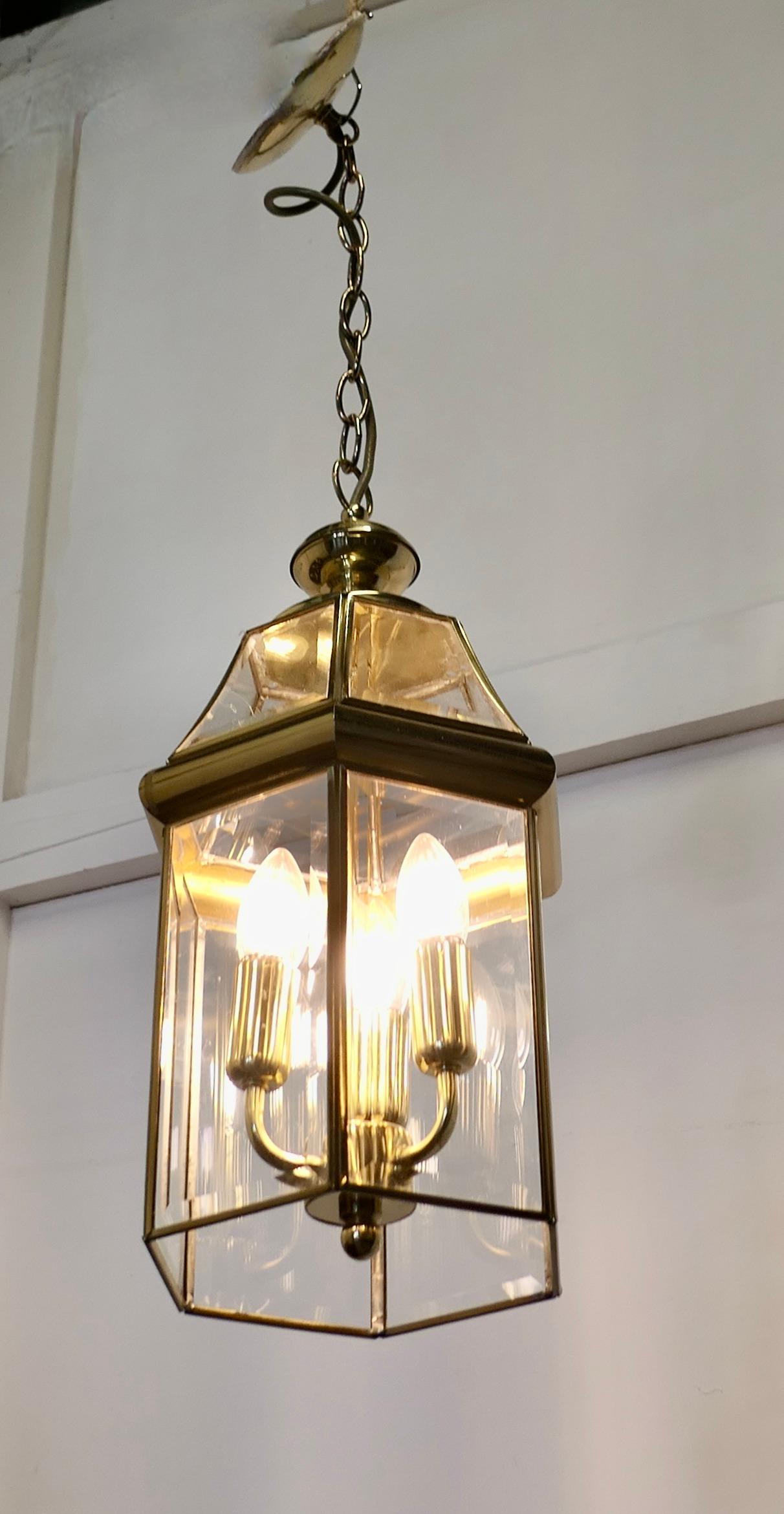  7 Art Deco Style Brass & Glass Hall Lanterns    For Sale 3