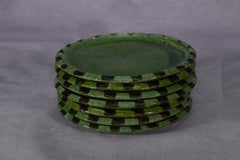 7 Assiettes à dessert en gré émaillé par Suzanne Ramié pour MADOURA 1950s